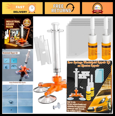 #ad Windshield Repair Kit for Chips amp; Cracks Instant Fix High Pressure Resin Inje $29.99