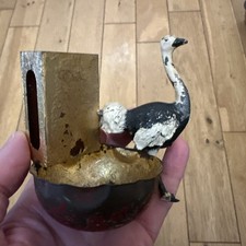 Cast Ostrich Match Vesta Holder Ornament Collectible ash tray RARE UNUSUAL