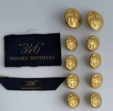 BROOKS BROTHERS 346 Waterbury USA Brass Blazer Buttons WATERBURY Set 10 Sheep