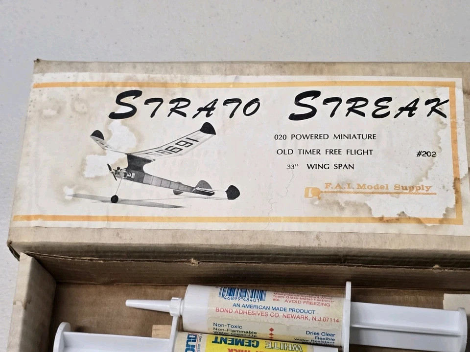 Vintage Strato Streak Old Timer Model Airplane Kit #202 As Is READ - Image 2 of 4