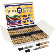 864 PCS 0.7mm HB 2 Lead Refills 72 Dispensers Mechanical Pencil Graphite Set