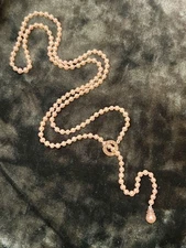 Vintage Cultured Pearl Lariat Necklace with 14k White Gold Diamond Slider