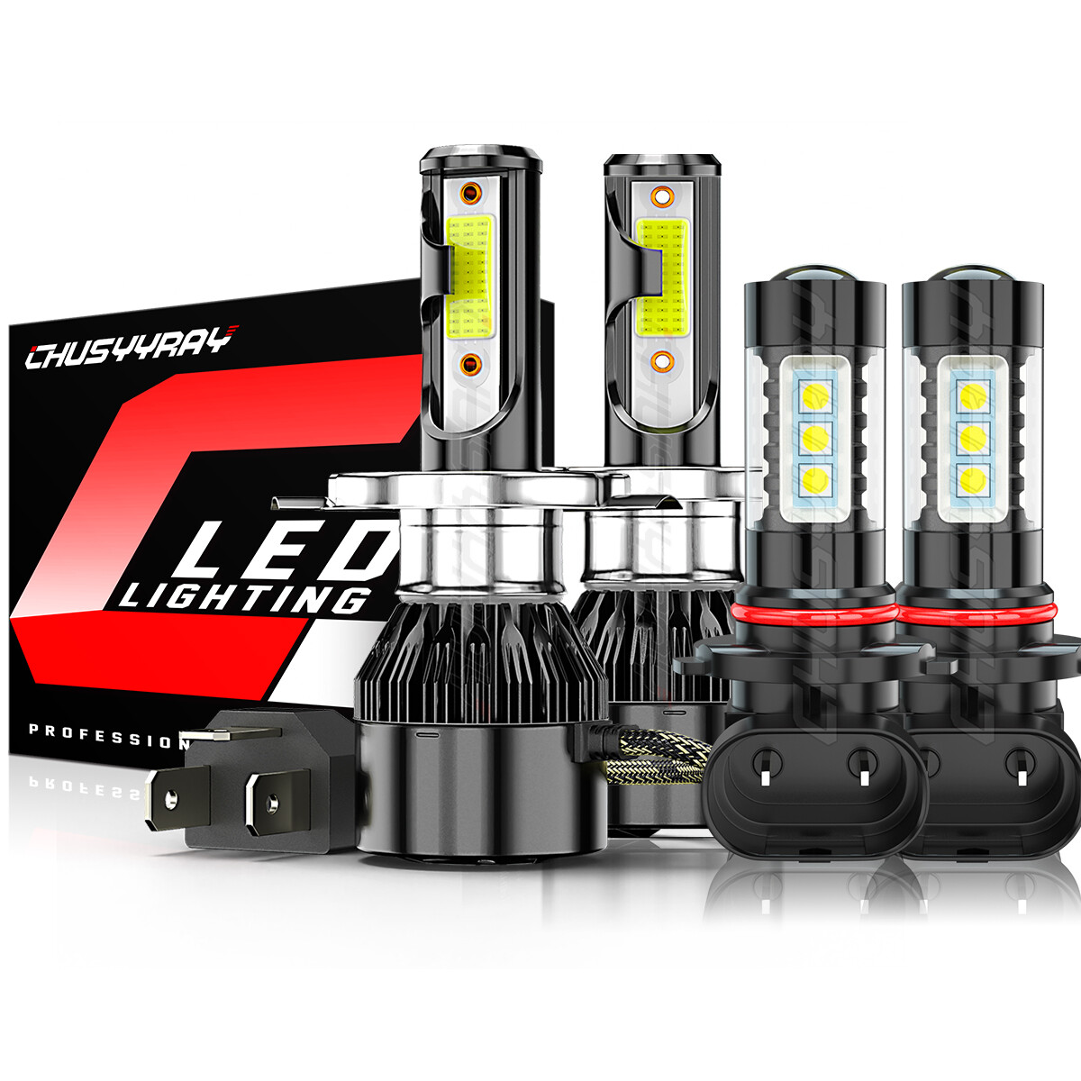 For Toyota Hilux 2004-2019 LED Headlights Hi/Lo Beam + Fog Light Bulbs Kit 4pcs