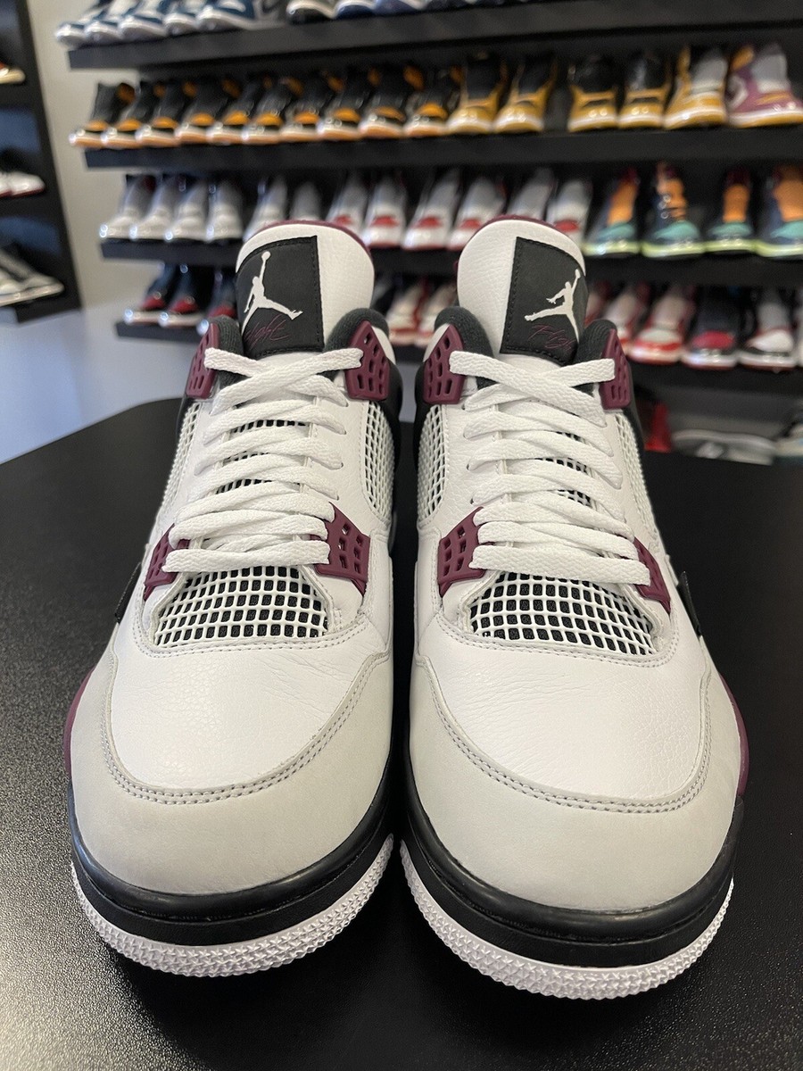 Paris Saint Germain ×Nike Air Jordan 4 Retro "White/Bordeaux/Neutral Gray" Air Jordan 4 Retro Jordan x PSG - White/Bordeaux/Neutral Grey/Black