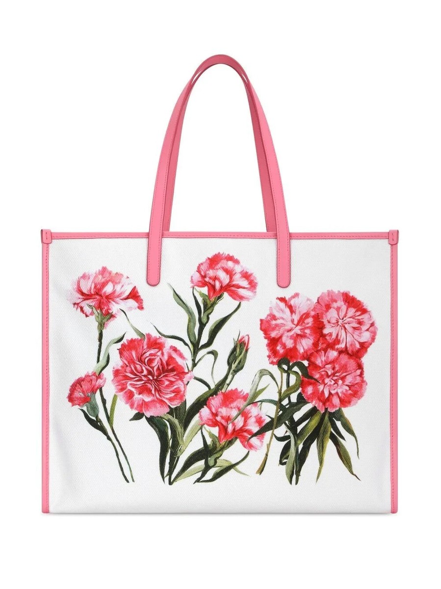 【VIP SALE】DOLCE&GABBANA フローラル柄 キャンバス製 バッグ $650 NEW DOLCE GABBANA SUMMER WHITE CANVAS FLORAL TOTE PURSE