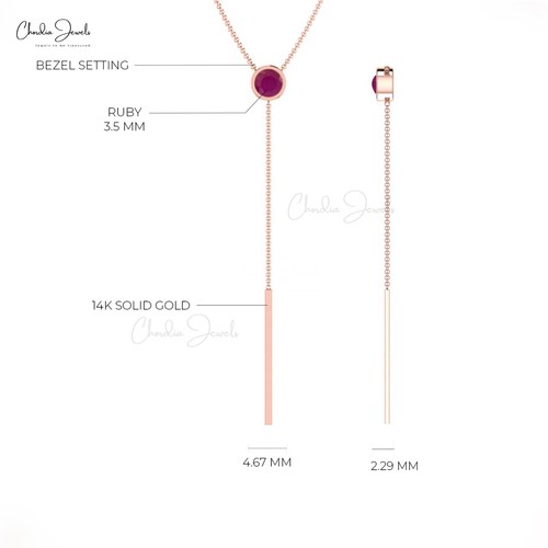 1/4CT Ruby Gemstone Lariat Necklace 14k Solid Gold Women Necklace Christmas Gift - Picture 16 of 22