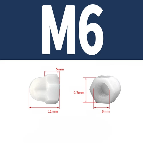20* Nylon Hutmutter M3 M4 M5 M6 M7 hohe Form Nylon-Kunststoff Hutmuttern Muttern - Bild 5 von 7