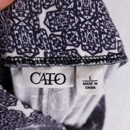 Cato Wide Leg Boho Pants Large Navy Red Geometric Paisley Stretch Comfy Hippie - Picture 6 of 7