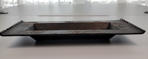 Vintage Asian Cast Iron Incense Burner Vase Calligraphy Tray Rectangle Ashtray - Picture 8 of 14