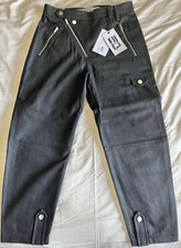 NWT PIHAKAPI Mens Black Denim Zippered Biker Jeans Pants US30/EU46 Made in ITALY