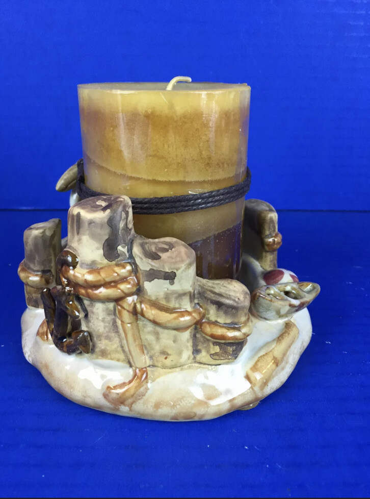 Kohl’s Coastal Beach Pillar Candle Holder Dock Boat Pelican for sale