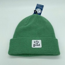 Life is Good Women's Waffle Cuff Beanie Winter Hat Warm Solid Green One Size