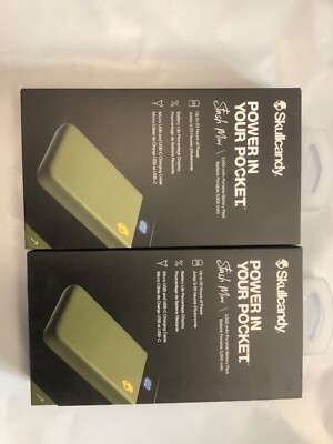 2*Skullcandy Power Pack Stash Mini Up to 20 Hrs. Olive 5,000 mAh Portable New