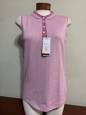 Kjus Ella Dusted rose Sleeveless Golf Polo Shirt Womens 40 Large NEW NWT