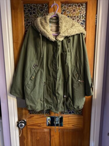 Joe browns khaki green Quirky Parka cape hooded cotton M Vgc - Picture 1 of 8