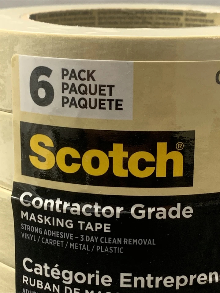EXPIRED Lot of 6 Scotch Contractor Grade Masking Tape, 0.94 inches by 60.1 yards - Image 2 of 4