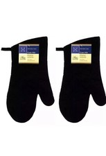 2 X Home Collection BLACK Oven Mitt Gloves Kitchen Heat Resistant
