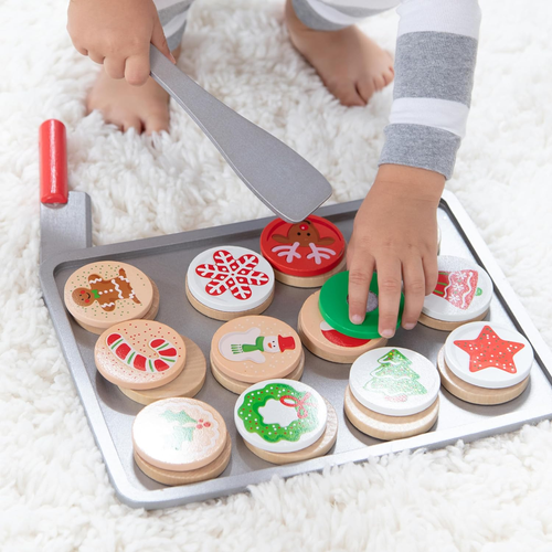 Melissa & Doug Set Cibo Gioco Biscotti Natalizi in Legno per Affettare e Cuocere - Foto 4 di 8