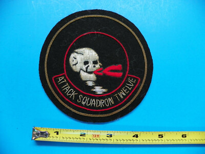 U.S. AIR FORCE 4 1'2''  ''ATTACK SQUADRON TWELVE'' FELT JACKET PATCH - NO GLOW