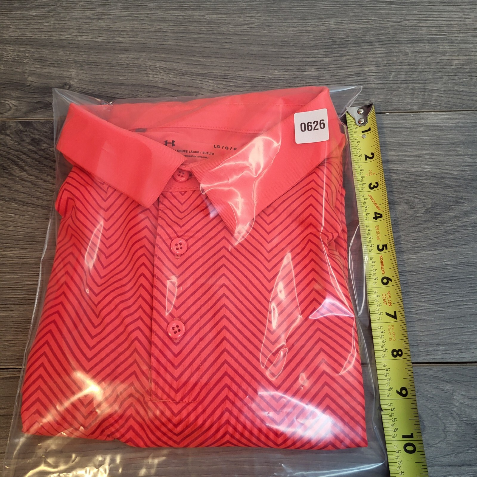 Under Armour Polo Shirt Mens L Large Loose Fit Heat Gear Orange Chevron thumbnail 9