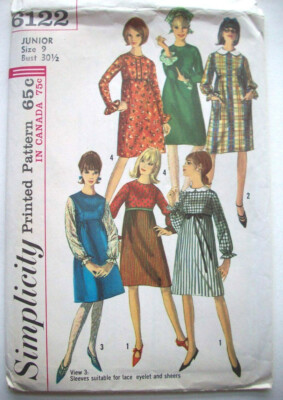 60's High waist dress pattern 6122 size junior 9 uncut | eBay