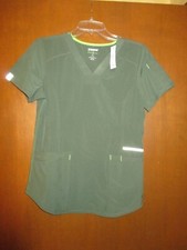 NWT XS Scrubstar Olive Scrub Shirt Top 20"Side2SideBust" 26"ShoulderToHem
