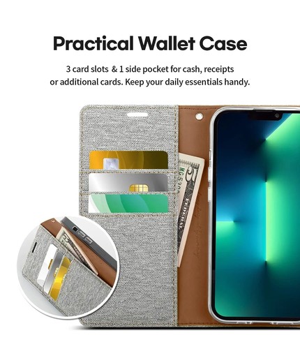 Denim Wallet Flip Case for iPhone 16 Pro Max Plus/15/14/13/12/11 XS Card slots - Picture 44 of 66