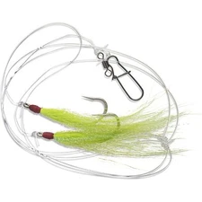 1 Pack Chartreuse  Fluke Flounder Hi/Lo Rig – Bucktail Teaser Hook – 5/0 Saltwat