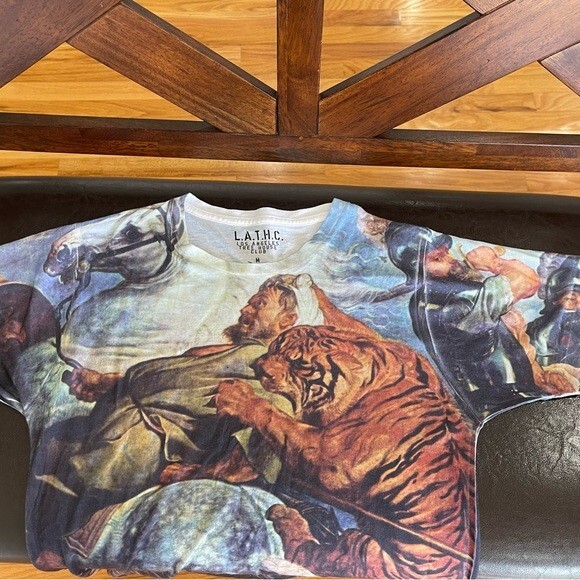 T-shirt L.A. Tree House Club Visage De Tigre Blanc - Taille L - Rare Et Graphique