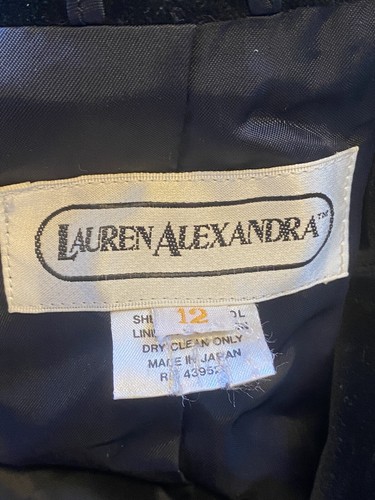 vtg Lauren Alexandra 12 skirtsuit Wool Blue Green Houndstooth Modest Hourglass - Picture 11 of 12