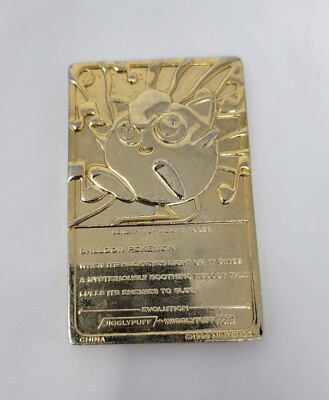 1999 Pokemon Jiggly Puff Gold Plated Metal Bar Card By: Nintendo 1999 Pokemon Jiggly Puff Gold Plated Metal Bar Card By: Nintendo