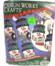 Design Works Crafts Snowman Face Silverware Pockets Makes 6 Pockets 5529 New