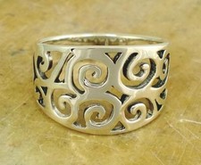 EXOTIC .925 STERLING SILVER WIDE SWIRL BAND RING size 7 style r1713