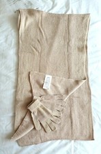 Lot neuf écharpe et gants beige rose pailleté 160 x 50 cm