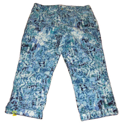 Nine West Chrystie Womens Blue Patterned Jean Capris Sz 14 Waist 35'' Inseam 23''