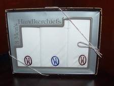 Vintage Men's Handkerchiefs Set of Three Stitch Monogram M W Never Been Used