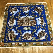 Vintage Roma Rome Italy Travel Souvenir Scarf Historic Sites Tourist 30  Blue