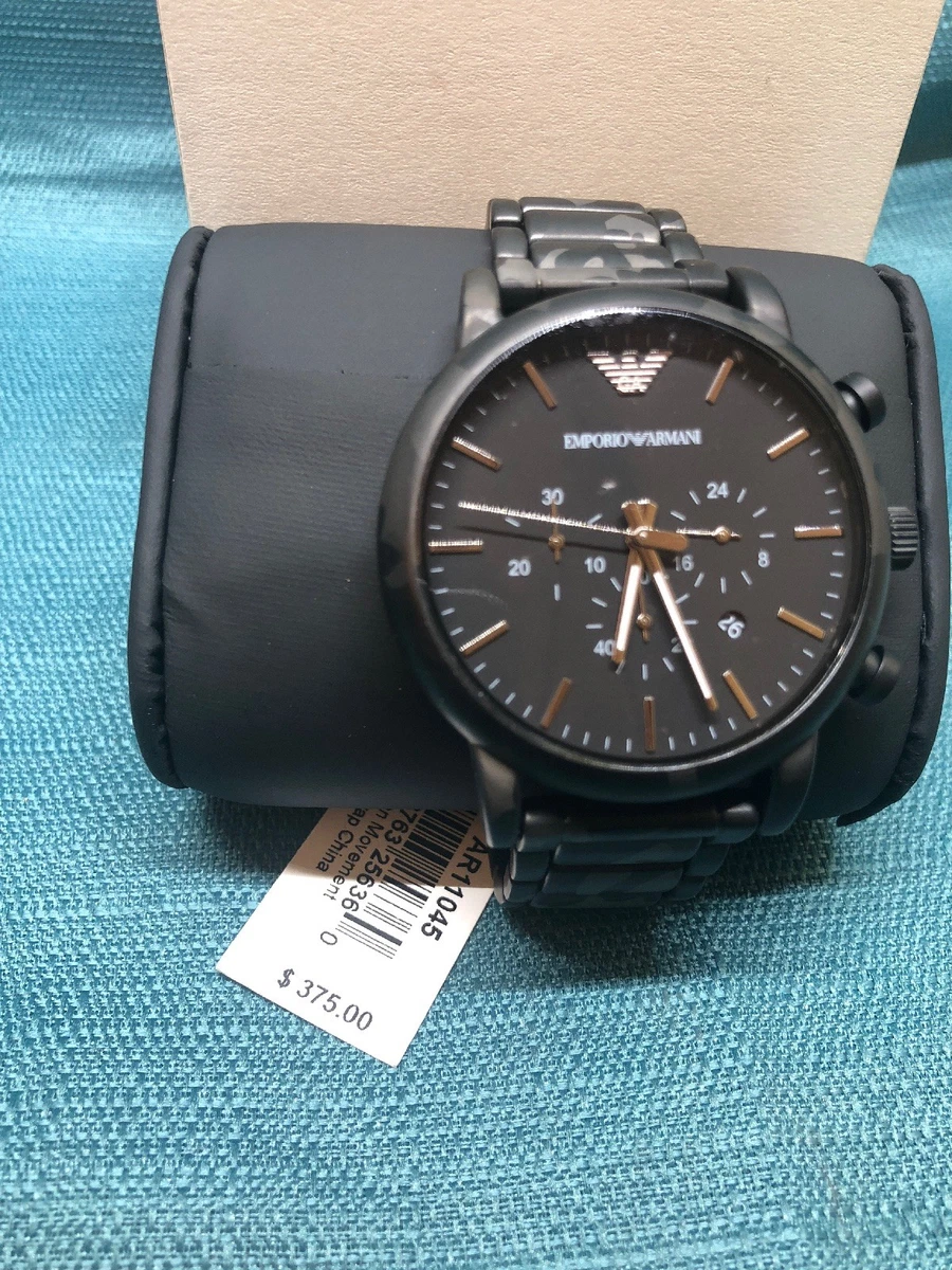 Emporio Armani AR11045 Men's Watch Quartz Stainless Steel Black | eBay