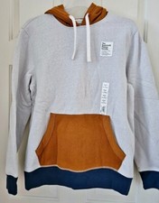 Men's Sonoma Supersoft Fleece Hoodie Colorblock Beige,Brown Size Small NWT
