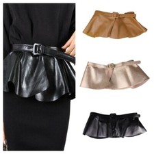 Women's Faux Leather Wide Waist Belt Dress Skirt Corset Knot Waistband Decor