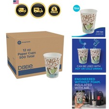 Dixie PerfecTouch 12 oz Paper Coffee Cups by GP PRO, Coffee Haze Design, 500 ...
