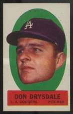 1963 Topps Peel-Offs Don Drysdale Instructions Back EX/MT-NM