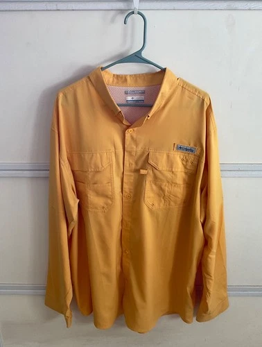 Columbia PFG Shirt Mens XL Yellow Long Sleeve Button Omni-Shield NWOT - product listing photo