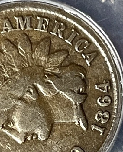 1864 1C Indian Head Cent L On Ribbon ANACS VG8 Key Date PROBLEM FREE Type Coin