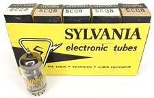 WWII Era Electronic Tube With Box Set Of 5 Sylvania Model 5CQ8 NOS NIB 1940s