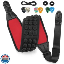 POGOLAB Guitar Strap, 3.5" Wide Air Cell Cushions Neoprene Padded Soft Comfor
