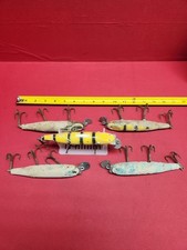 Vintage Creek Chub PIKIE Lot Of 5 HUGE 6 Inch Long Wooden Fishing Lures Beaters'