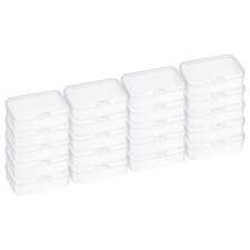 20 Pack 3.3x2.2x1 Inch Plastic Clear Storage Box with Hinged Lid