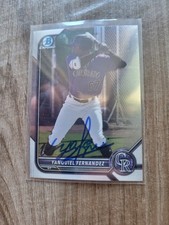 Yanquiel Fernandez Signed 2022 Bowman Baseball Card Rockies Rockies #BCP-146