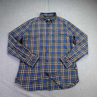 The North Face Shirt Mens Medium Blue Green Plaid Long Sleeve Button Up Casual